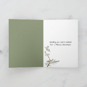 Christmas Watercolor Owl In Winter Hat Kaart (Binnen)