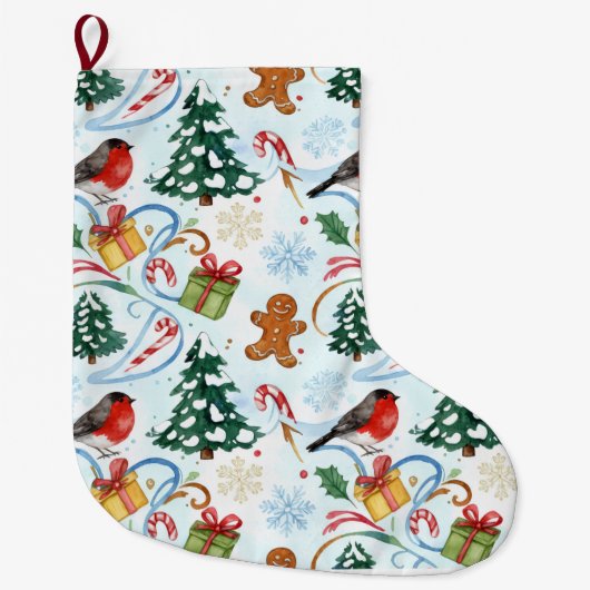 Christmas watercolor pattern grote kerstsok (Voorkant)
