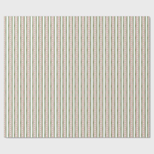 Christmas Watercolor Red and Green Stripe Cadeaupapier (Vlak)