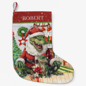 Christmas waterverf dinosaurus naam toevoegen kleine kerstsok (Voorkant)