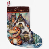 Christmas waterverf dinosaurus naam toevoegen kleine kerstsok (Voorkant)