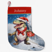 Christmas waterverf dinosaurus naam toevoegen kleine kerstsok (Voorkant)