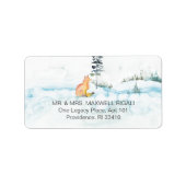 Christmas Waterverf Fox Retour Adreslabels Etiket (Voorkant)