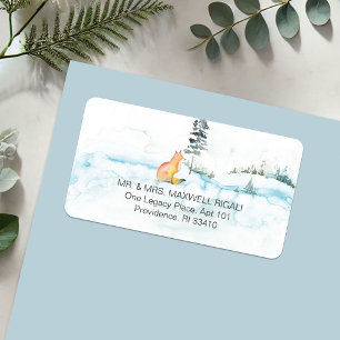 Christmas Waterverf Fox Retour Adreslabels Etiket