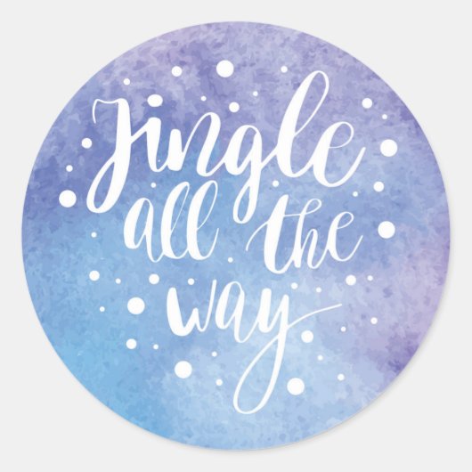 Christmas | Waterverf - Jingle All Way Quote Ronde Sticker (Voorkant)