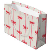 Christmas Waterverf Red Bows w / Stripes Groot Cadeauzakje (Achterkant Gekanteld)