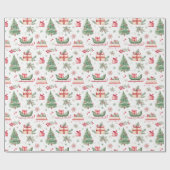 Christmas waterverf Vibe Tree Sled Holly Cadeaupapier (Vlak)