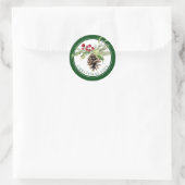 Christmas | Waterverf - Vintage Holly & Pinecone Ronde Sticker (Tas)