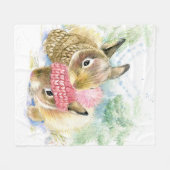 Christmas | Waterverf - WinterbosBunnies Fleece Deken (Voorkant (Horizontaal))