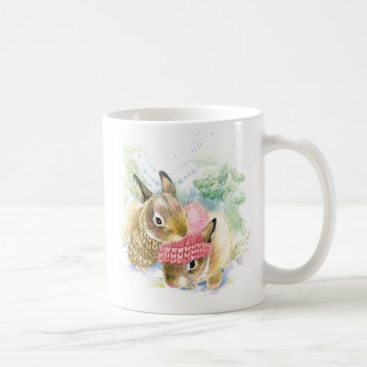 Christmas | Waterverf - WinterbosBunnies Koffiemok (Rechts)