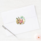 Christmas | Waterverf - WinterbosBunnies Ronde Sticker (Envelop)