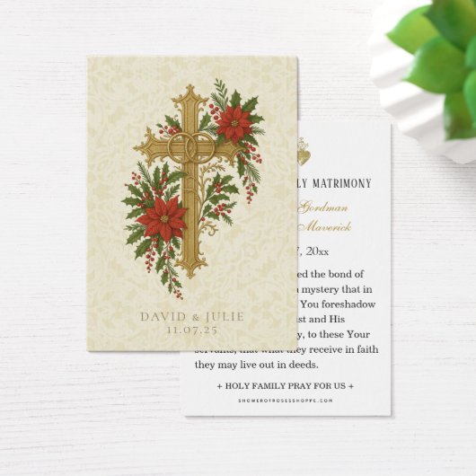 Christmas Wedding Cross Prayer Card Visitekaartje (Bureau)