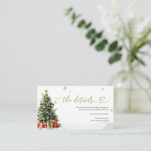 Christmas Wedding Details Informatiekaartje (Staand voorkant)