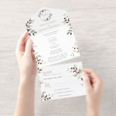 Christmas Wedding Holly Monogram All In One Uitnodiging (Uittrekbaar)