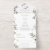Christmas Wedding Holly Monogram All In One Uitnodiging (Binnenkant)