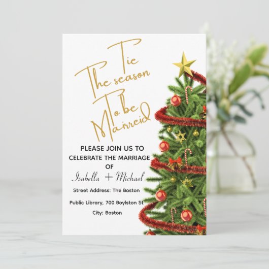 Christmas Wedding Invitation,Winter Wedding Kaart (Staand voorkant)