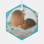 Christmas Wedding Keepsake Elegant Script photo Glas Ornament (Voorkant)