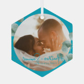 Christmas Wedding Keepsake Elegant Script photo Glas Ornament (Achterkant)