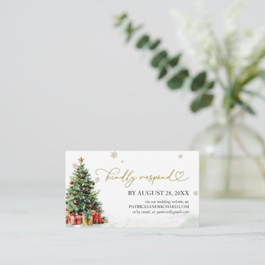 Christmas Wedding Online RSVP Informatiekaartje (Staand voorkant)