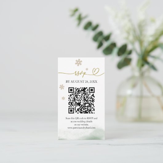 Christmas Wedding QR RSVP Informatiekaartje (Staand voorkant)