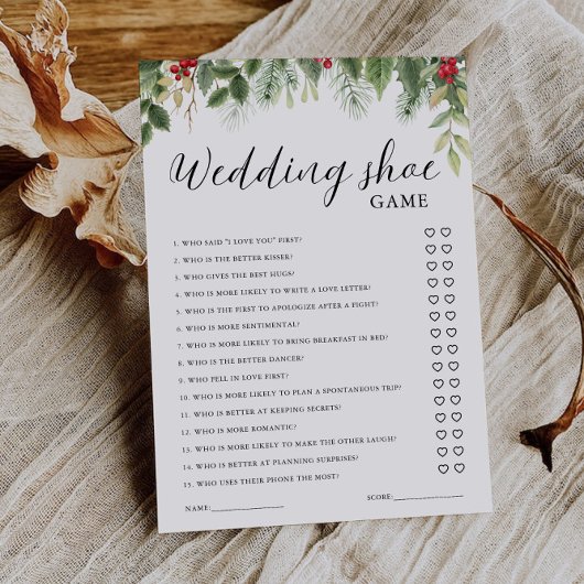 Christmas Wedding Shoe Game Template, Minimalist  Kaart