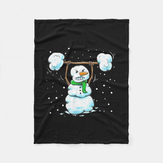 Christmas Weightlifting Snowman Shirt Funny Snowma Fleece Deken (Voorkant)