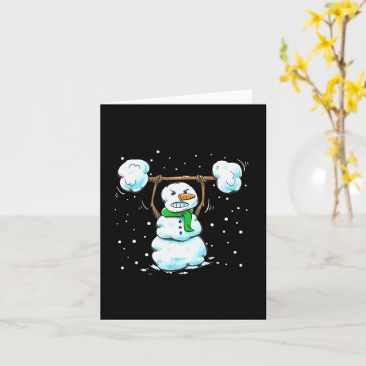 Christmas Weightlifting Snowman Shirt Funny Snowma Kaart (Gele Bloem)