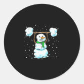 Christmas Weightlifting Snowman Shirt Funny Snowma Ronde Sticker (Voorkant)