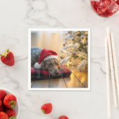 Christmas Weimaraner Dog By a Tree Servet (Insitu)