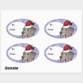 Christmas Weimaraner Ovale Sticker (Vel)