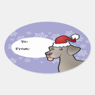 Christmas Weimaraner Ovale Sticker