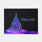 Christmas Welcome Pink Blue Winter Black Rustic Deurmat (Voorkant)