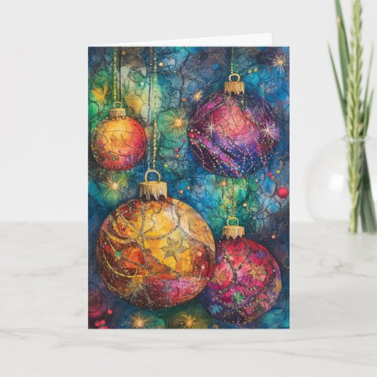 Christmas Wenskaart Baubles Bedankkaart (Voorkant)