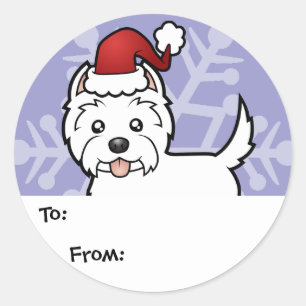 Christmas West Highland White Terrier Cadeau Label