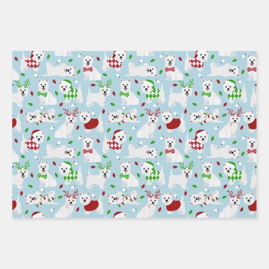 Christmas Westie Dogs West Highland White Terrier Inpakpapier Vel (Voorkant 2)