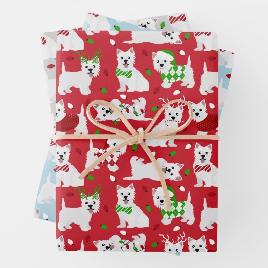 Christmas Westie Dogs West Highland White Terrier Inpakpapier Vel (In situ)