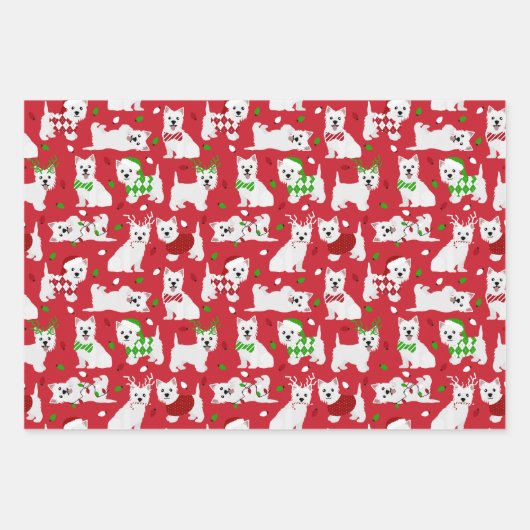 Christmas Westie Dogs West Highland White Terrier Inpakpapier Vel (Voorkant)