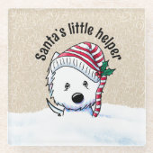 Christmas Westie Glazen Onderzetter (Voorkant)