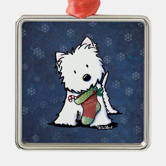 Christmas Westie KiniArt Metalen Ornament (Voorkant)
