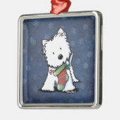 Christmas Westie KiniArt Metalen Ornament (Links)