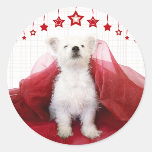 Christmas Westie Stars Stickers (Voorkant)