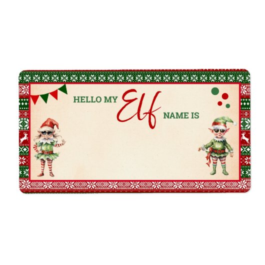 Christmas What is Your Elf Game Ugly Sweater Etiket (Voorkant)