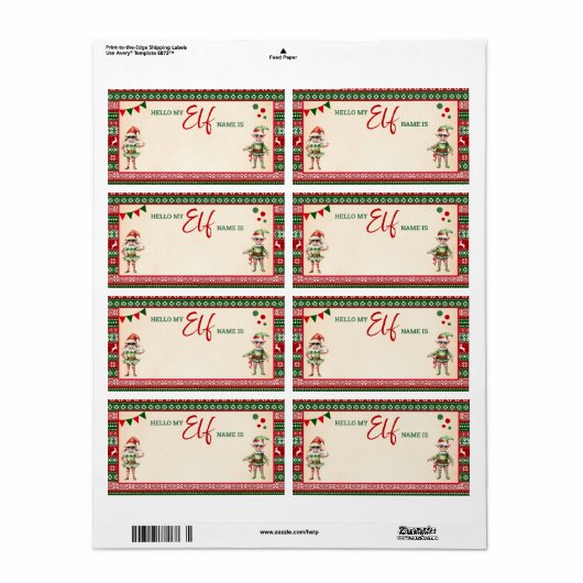 Christmas What is Your Elf Game Ugly Sweater Etiket (Full Sheet)