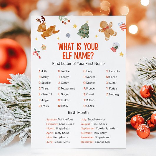 Christmas What is your Elf Name Game Feestdagenkaart