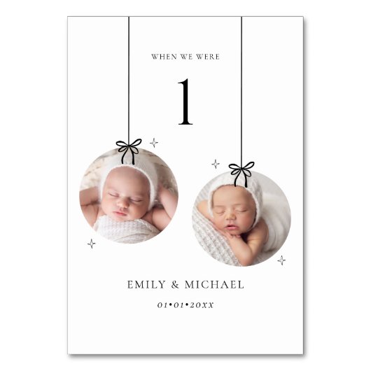 Christmas When We Were Age Wedding Table Number Kaart (Voorkant)