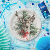 Christmas Whimsical Deer Paper Plates Papieren Bordje (Feest)