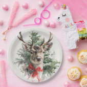 Christmas Whimsical Deer Paper Plates Papieren Bordje (Feest)
