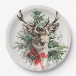 Christmas Whimsical Deer Paper Plates Papieren Bordje