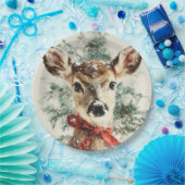 Christmas Whimsical Deer Paper Plates Papieren Bordje (Feest)