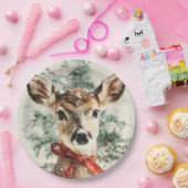 Christmas Whimsical Deer Paper Plates Papieren Bordje (Feest)